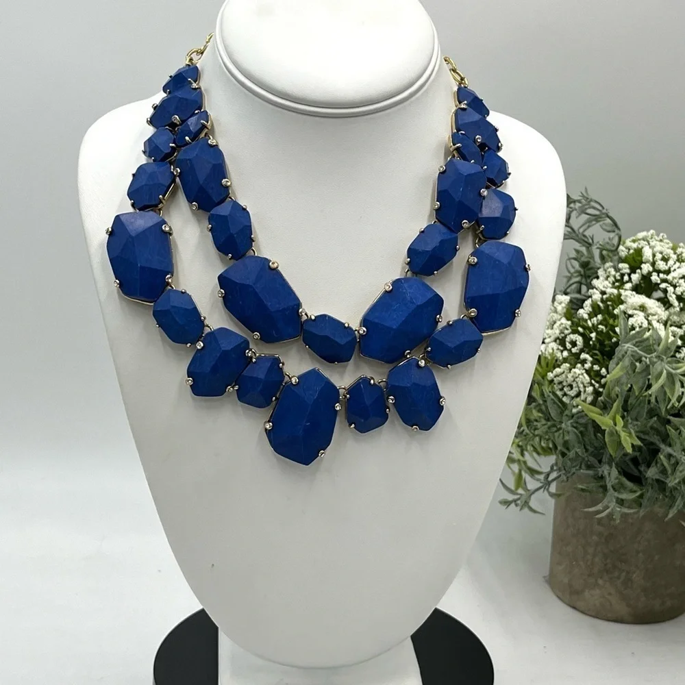 Kate Spade Blue Lapis Lazuli‎ Quarry Gems Double Statement Gold Plated Necklace